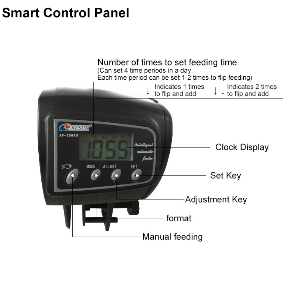 מזון אוטומטי לדגים לאקווריום דיגיטלי LCD AF-2005D, נפח: 50-100 גרם