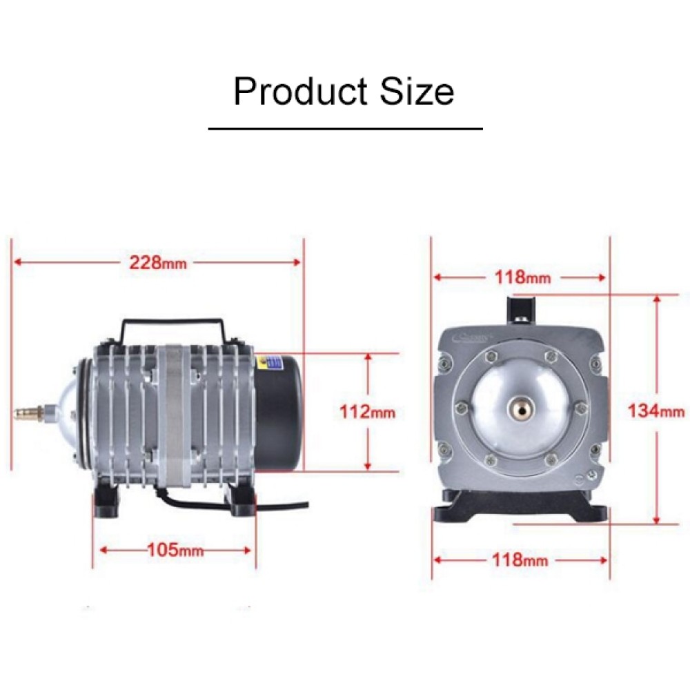 משאבת אוויר אלקטרומגנטית ACO-006 80W 88 ליטרים לדקה עם מתג להגברת החמצן באקווריום, תקע אמריקאי