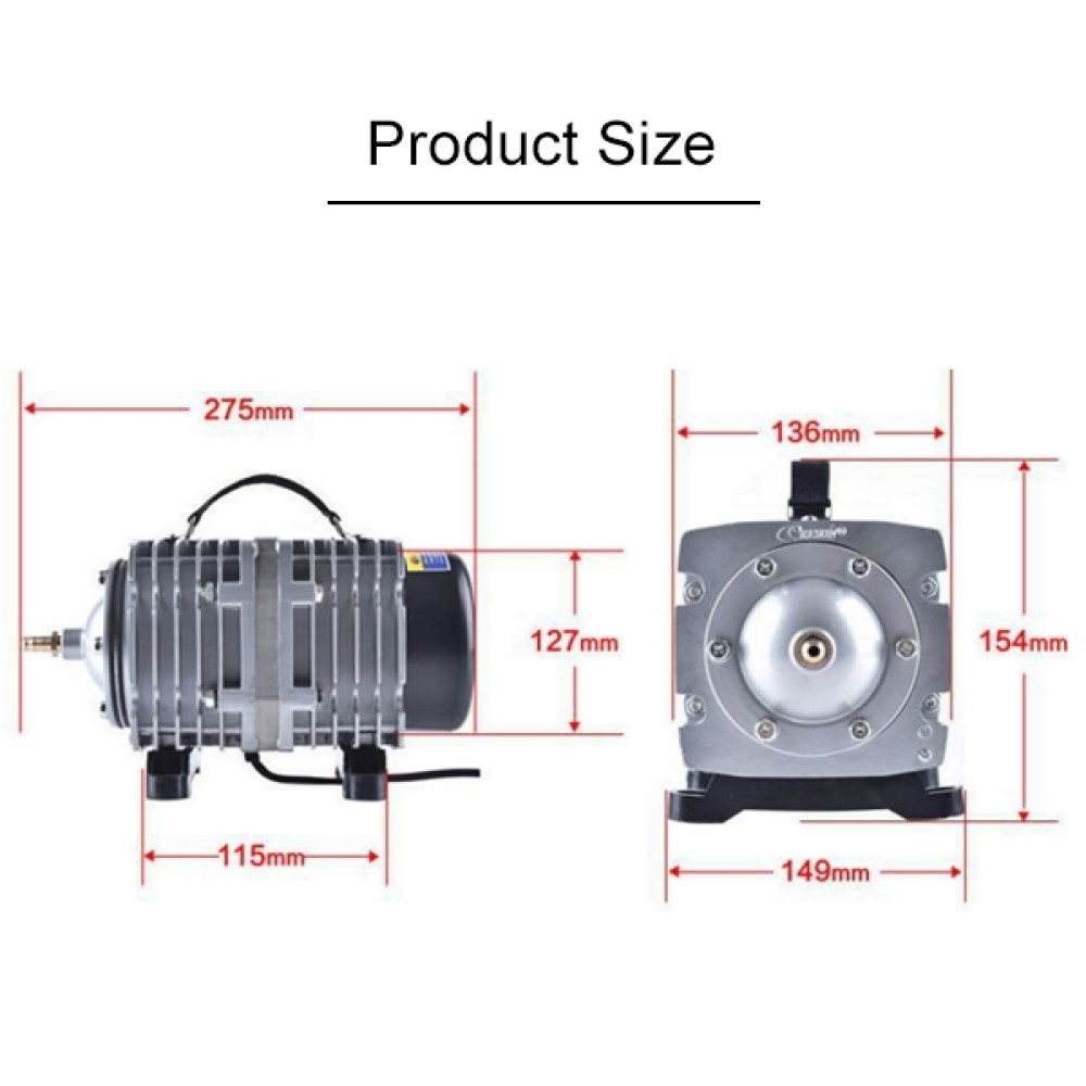 משאבת אוויר אלקטרומגנטית ACO-008 120W 110 ליטרים לדקה עם מתג להגברת החמצן באקווריום, תקע אמריקאי