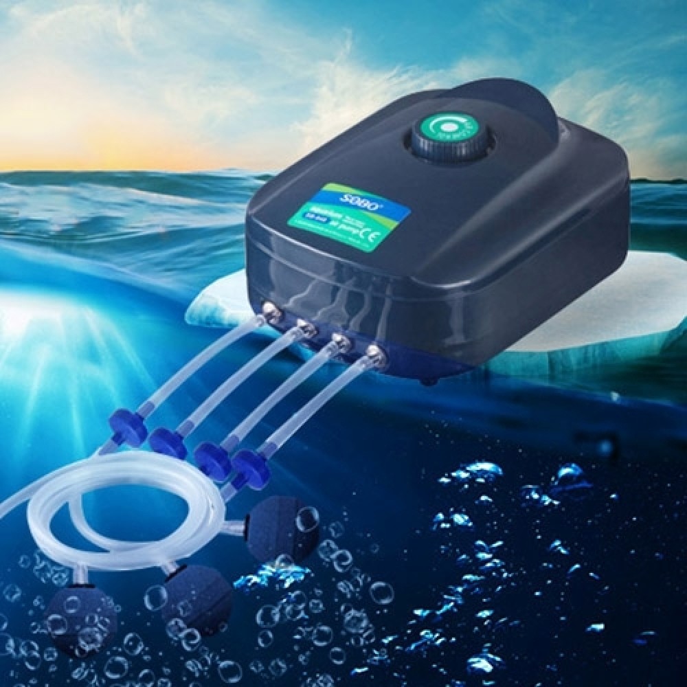 משאבת אוויר אלקטרומגנטית SOBO SB-988 12W עם 4 מקורות פליטה ושליטה מתכווננת לאוויר, לאקווריום