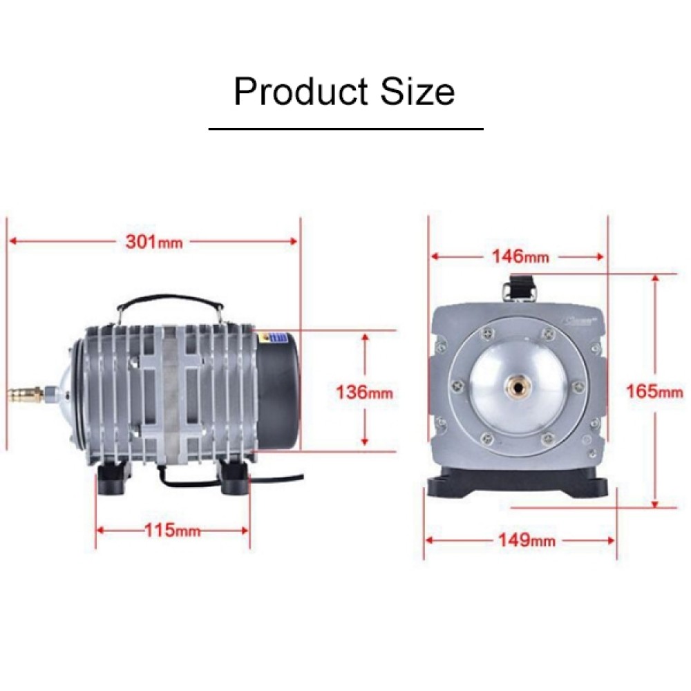 משאבת אוויר אלקטרומגנטית ACO-012 320W 143 ליטרים לדקה עם מתג להגברת החמצן באקווריום, תקע אמריקאי