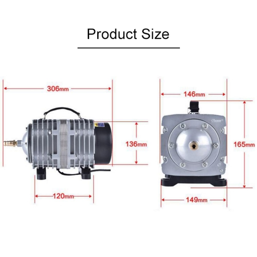 משאבת אוויר אלקטרומגנטית ACO-012A 390W 158 ליטרים לדקה עם מתג להגברת החמצן באקווריום, תקע אמריקאי