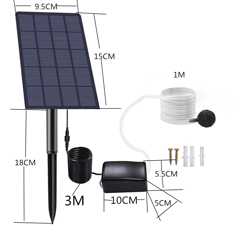 משאבת אוורור סולארית ישירה 5V/2.5W ללא סוללה, מתח סולארי לכלי דיגים