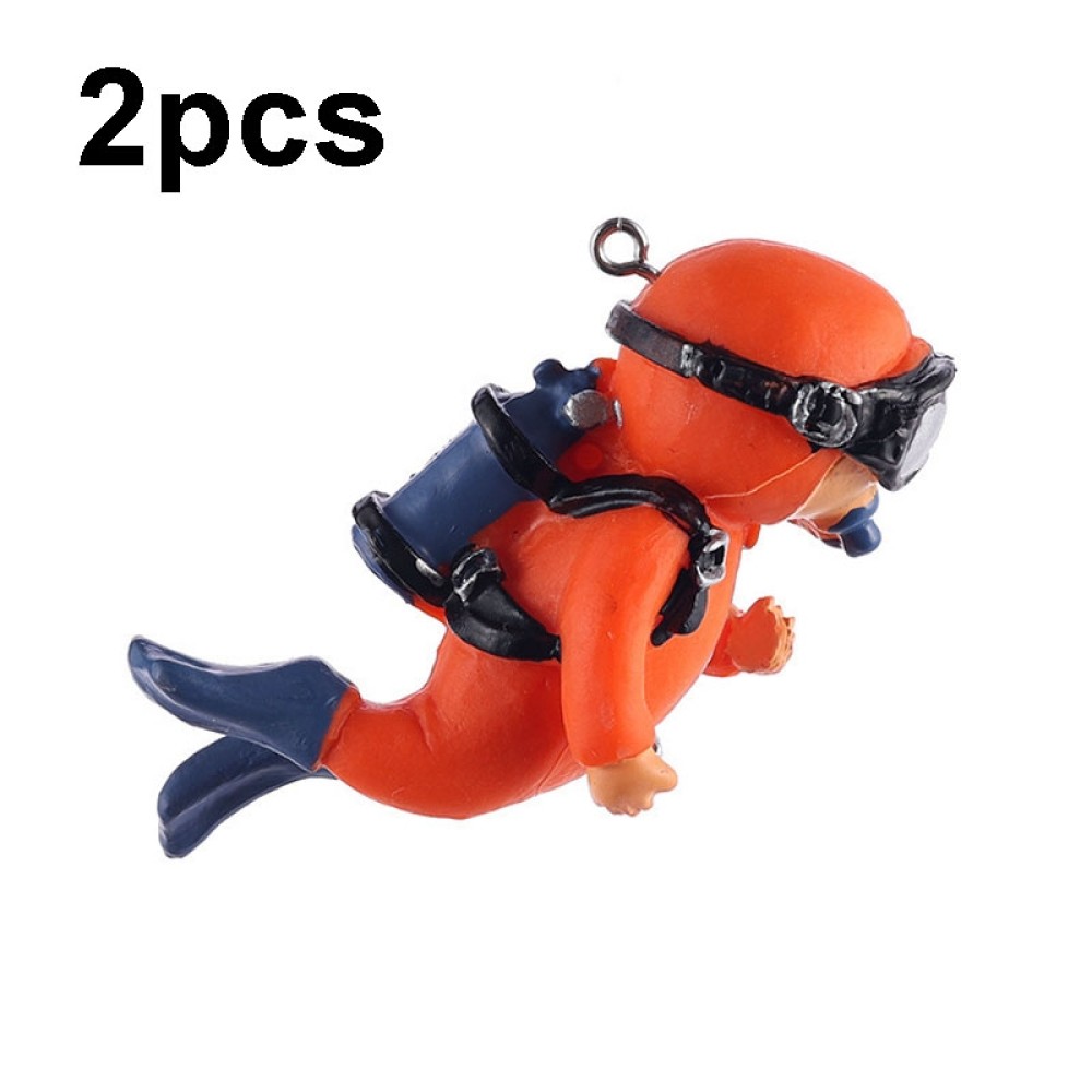 2 יחידות קישוט מכושף לאקווריום, קישוטים לאקווריום (כתום רגיל)