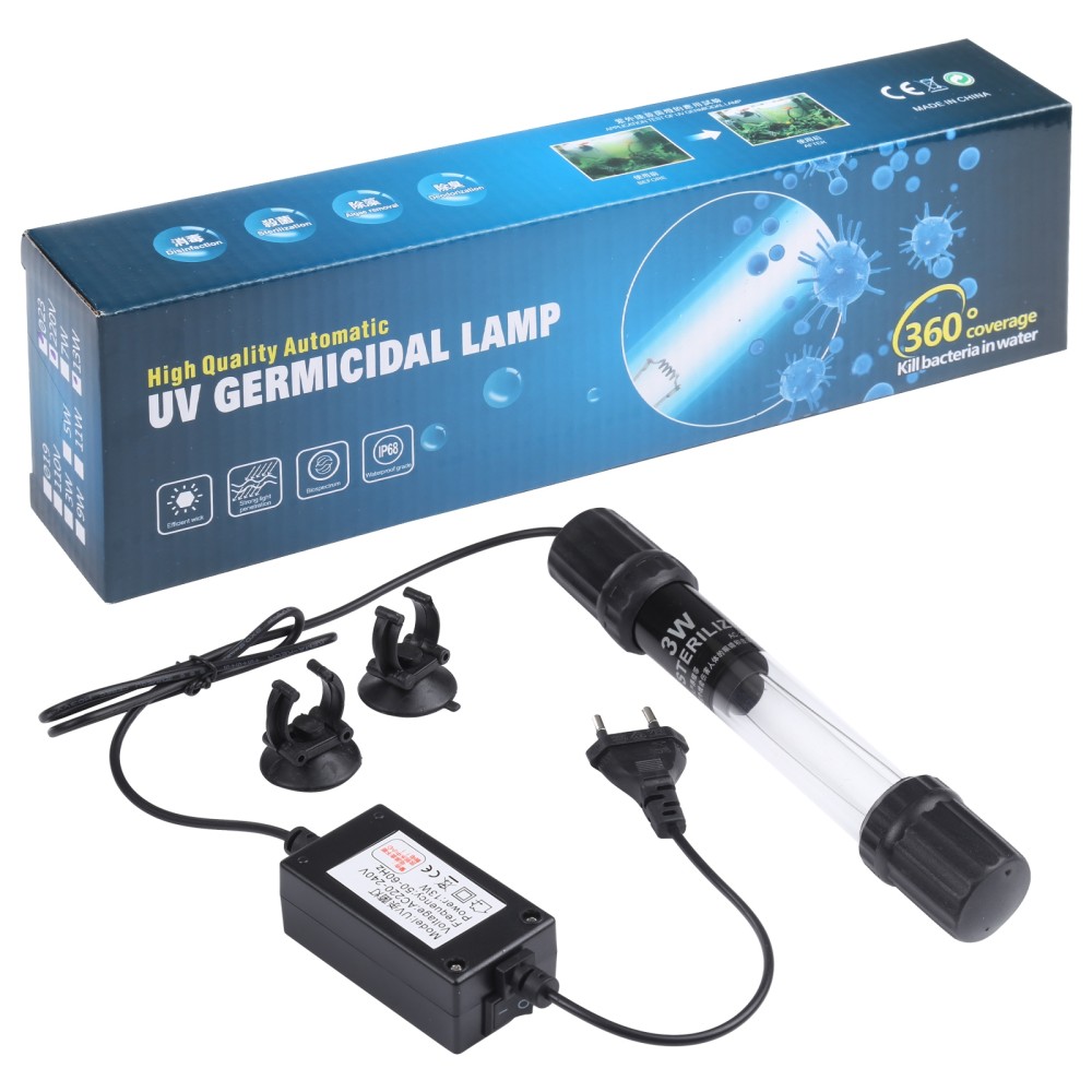 UV-003 מנורת אולטרה 3W רדיומטרי סגולת אולטרה לחיטוי מזון, מנורת אקווריום, מתא EU
