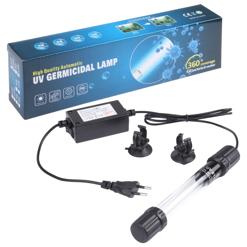 UV-009 מנורת אולטרה 9W רדיומטרי סגולת אולטרה לחיטוי מזון, מנורת אקווריום, מתא EU