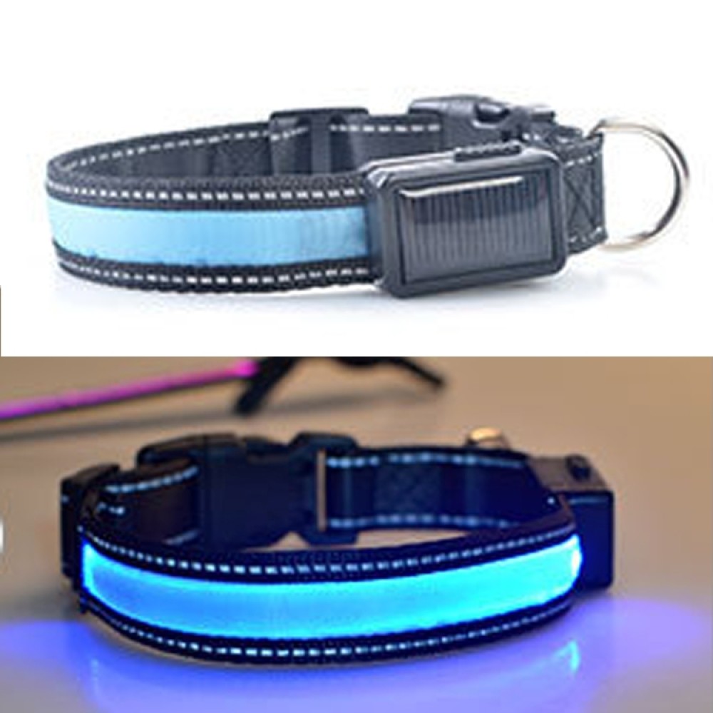 חגורת תאורה LED סולארית + USB לכלבים גדולים ובינוניים, מידת הצוואר: S, 35-40 ס