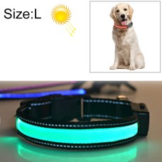 חגורת תאורה LED סולארית + USB לכלבים גדולים ובינוניים, מידה: L, היקף צוואר: 50-60 ס