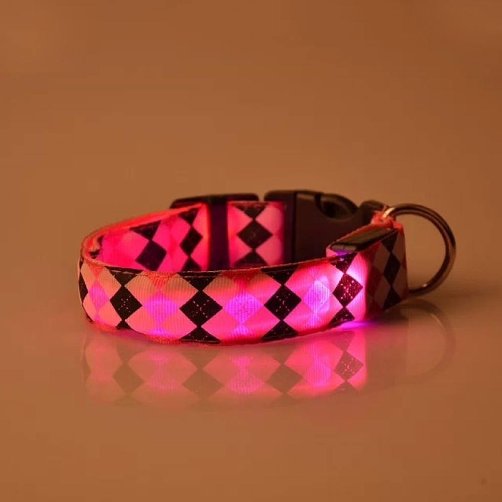 רצועת צוואר עם אור LED מטענתית בצורת תפריט, מידה: S (ורוד)