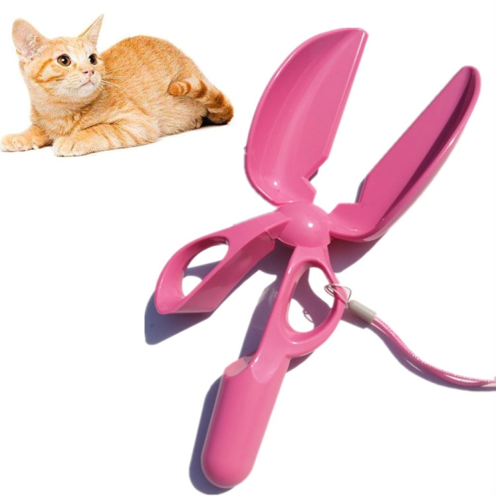 מכוסה לאיסוף פסולת חיות מחמד בסגנון מספריים עם ידית ארוכה בגוון ורוד