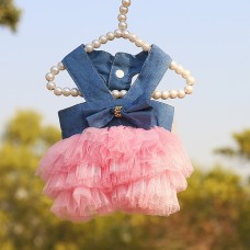 שמלת מש עבור כלבים וחתולים עם מתיחה, גודל: XXL (דנים ורודים)