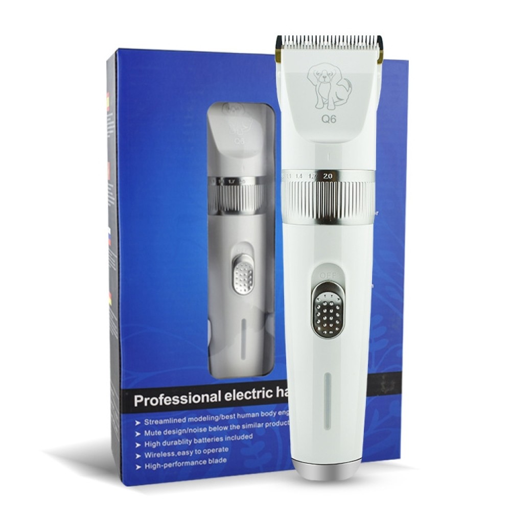 Q6 מגרסה USB הטעינה של המספר החשמלי לגזוז פרווה חיות המחמד עם ארבעה מסרקים