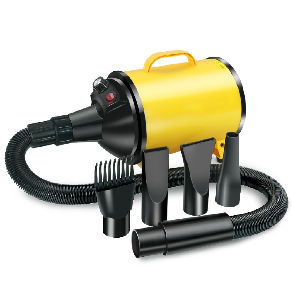 מייבש שיער לכלבים בהספק 2100W עם מהירות רצופה, מדפסות לחית מחמד, מתקן נורות 220V מתאים לחיית מחמד (שחור וצהוב) (EU Plug)