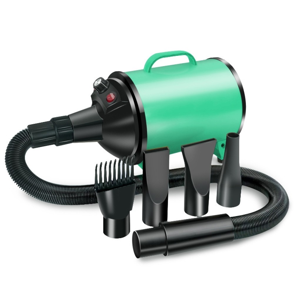 מייבש שיער לכלבים בהספק 2100W עם מהירות רצופה, מדפסות לחית מחמד, מתקן נורות 220V מתאים לחיית מחמד (ירוק שחור) (EU Plug)