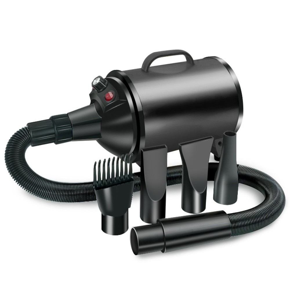מייבש שיער לכלבים בהספק 2100W עם מהירות רצופה, מדפסות לחית מחמד, מתקן נורות 220V מתאים לחיית מחמד (שחור טהור) (EU Plug)