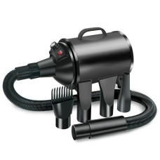מייבש שיער לכלבים בהספק 2100W עם מהירות רצופה, מדפסות לחית מחמד, מתקן נורות 220V מתאים לחיית מחמד (שחור טהור) (EU Plug)