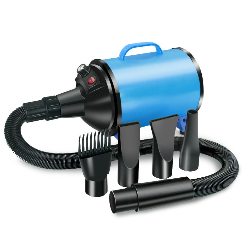 מייבש שיער לכלבים בהספק 2100W עם מהירות רצופה, מדפסות לחית מחמד, מתקן נורות 220V מתאים לחיית מחמד (שחור וכחול) (EU Plug)