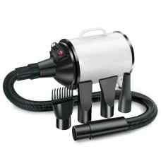 2100W מייבש שיער לכלבים עם מהירות רצופה, מדפסות לחית מחמד, מתקן נורות 110V תקע US (שחור ולבן)