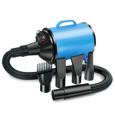 2100W מייבש שיער לכלבים עם מהירות רצופה, מדפסות לחית מחמד, מתקן נורות 110V תקע US (שחור וכחול)