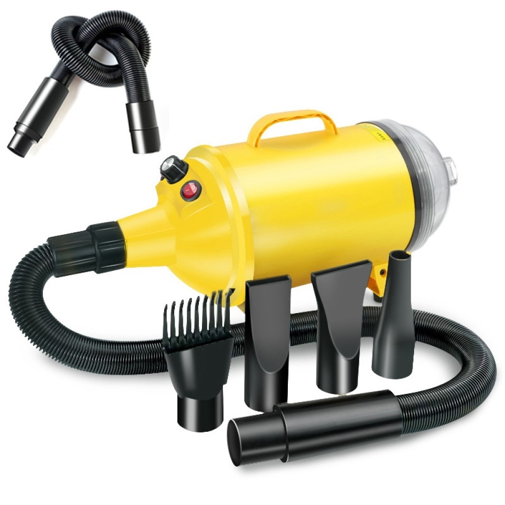 מייבש כלבים בהספק 2100W עם מניר שלבים ושואב אבק - תקע אמריקאי 110V (צהוב טהור)