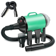 מייבש כלבים בהספק 2100W עם מניר שלבים ושואב אבק - תקע אמריקאי 110V (שחור ירוק)
