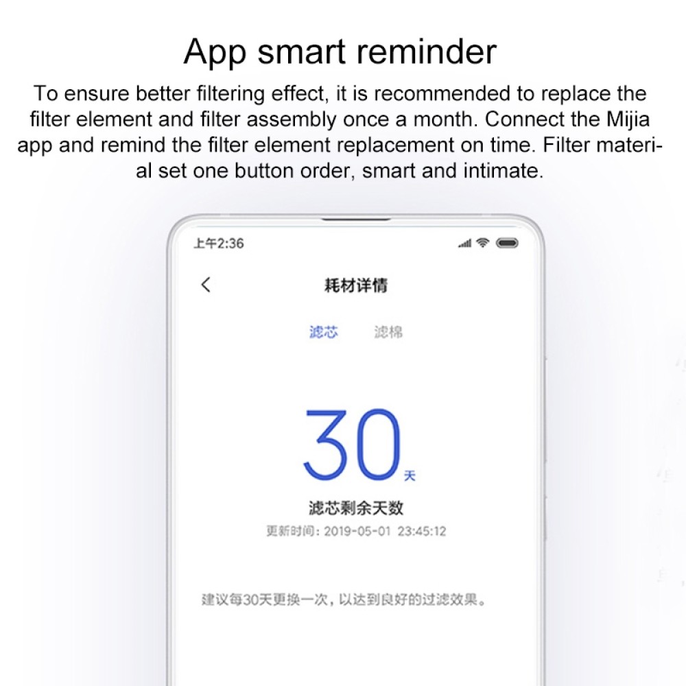 ערכת מסנן למכשיר מפלט מים חכם של Xiaomi Mijia (EDA0020529), לבן