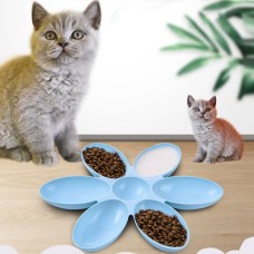 קערה לכלבים וחתולים טדי קצרה לסוגר שולחן משפחתי עם שישה פטלים, צבע: כחול