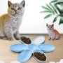 קערה לכלבים וחתולים טדי קצרה לסוגר שולחן משפחתי עם שישה פטלים, צבע: כחול
