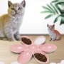 קערה לכלבים וחתולים טדי קצרה לסוגר שולחן משפחתי עם שישה פטלים, צבע: ורוד