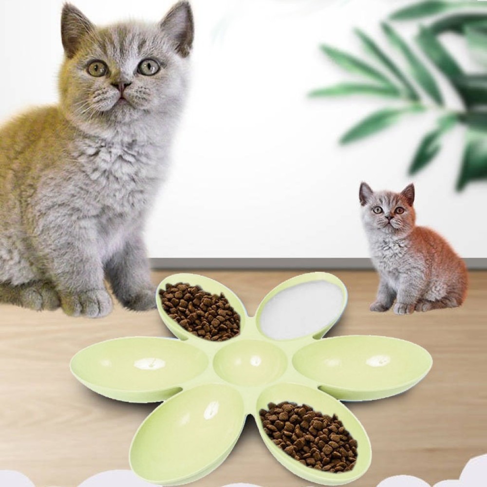 קערה לכלבים וחתולים טדי קצרה לסוגר שולחן משפחתי עם שישה פטלים, צבע: ירוק