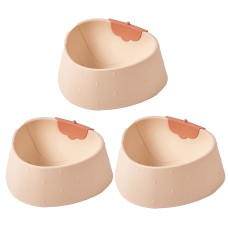 קערת פלסטיק מעוגלת בצורת תות לחתול עם מניעת החלקה (ורוד)