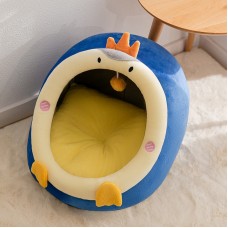 מיטת כלבים וחתולים חצויה חצייתית עם כרית, ציוד לחיות בגודל M (פינגווין כחול)