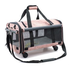 תיק נשיאה עם גלגלים אוניברסלי לחיות מחמד LDLC QS-019, גודל: M (ורוד בהיר)
