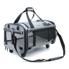תיק נשיאה עם גלגלים אוניברסלי לחיות מחמד LDLC QS-019, גודל: M (אפור בהיר)