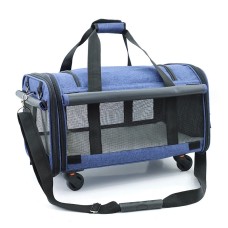 תיק נשיאה עם גלגלים אוניברסלי לחיות מחמד LDLC QS-019, גודל: M (כחול ג'ינס)