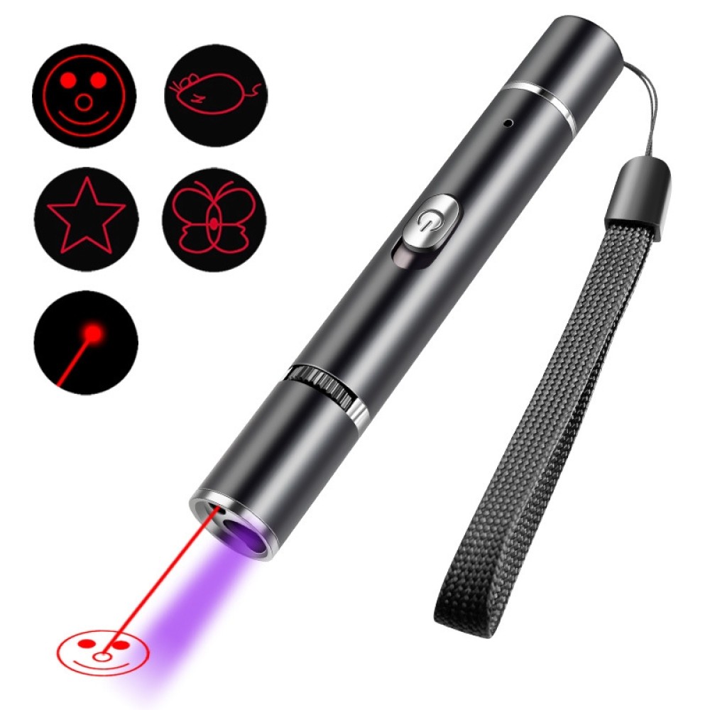 פנס חתול משעשע מולא באורות לייזר USB הנטען עם ראש מזהב ואור סגול