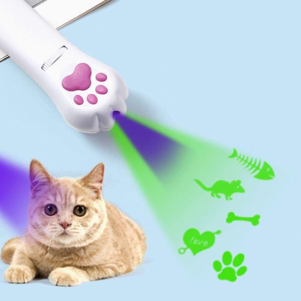 צעצוע הטבעת החיות הנטען ב-USB מקריאה עם הקרנת LED וצורות עבור חתולי הבית