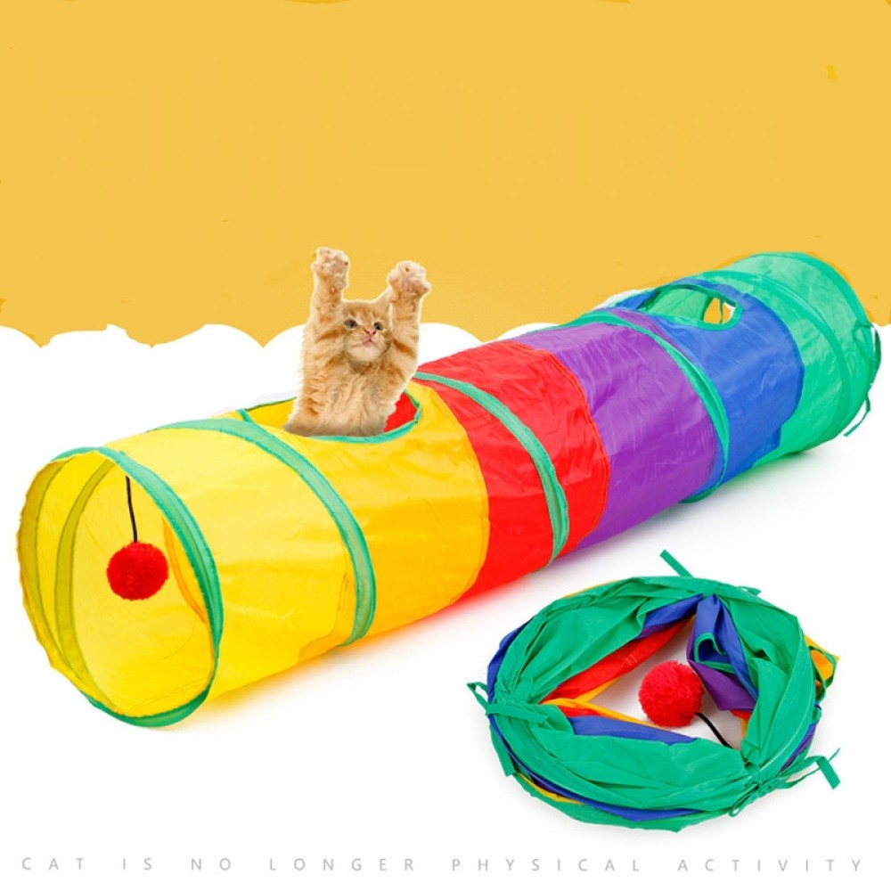 טונל חתול מתקפל עם דרקון מגנטי טבעוני לחידושי סביבה צעצוע לחתול קשת