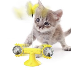 צעצוע חתול מצחיק פלומה תלתל לקיטור חתול צעצועי מחמד (צהוב)