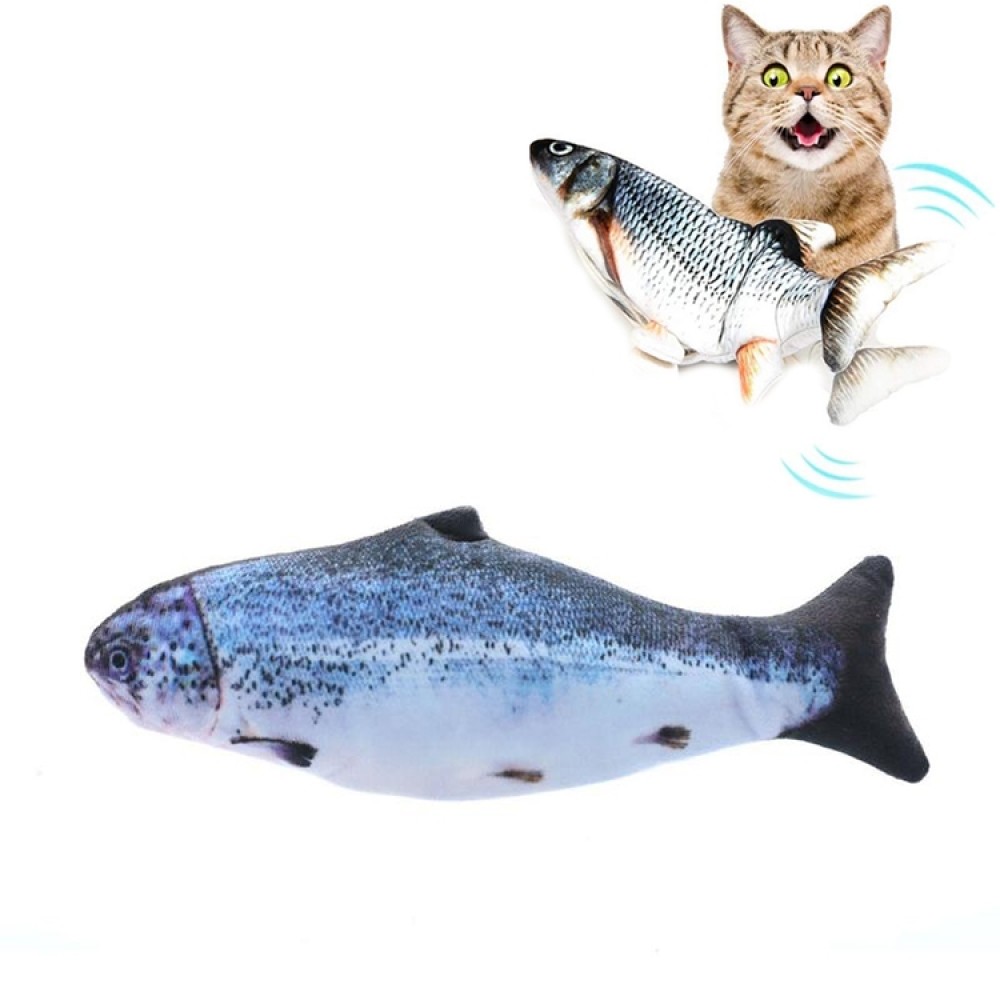 דג מדומה משחק אינטראקטיבי חשמלי לחתול עם טעם וניחוח של סלמון, גודל: 30 ס