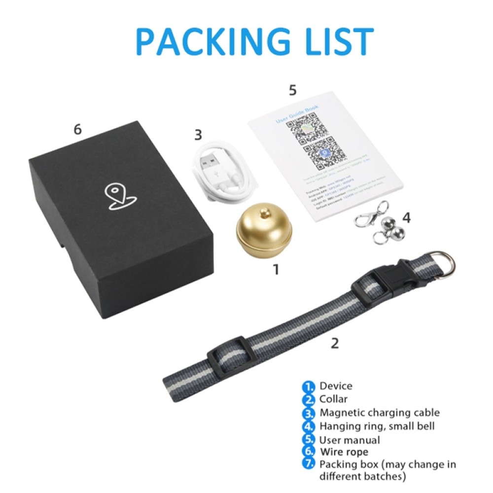 G15 מעקב GPS לחיות מחמד אטום IP67 עם GPS, Beidou, AGPS, WiFi ואיתות מסד (זהב)