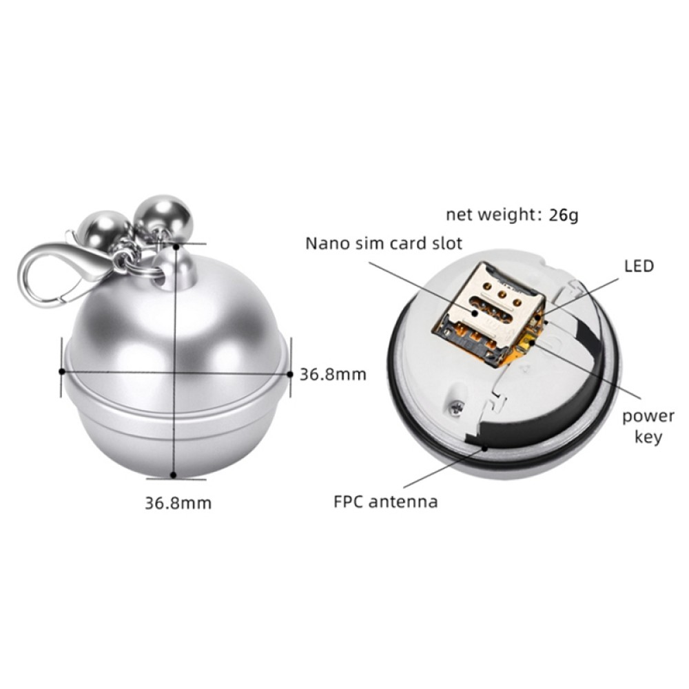 G15 מעקב GPS לחיות מחמד אטום IP67 עם GPS, Beidou, AGPS, WiFi ואיתות מסד (כסף)