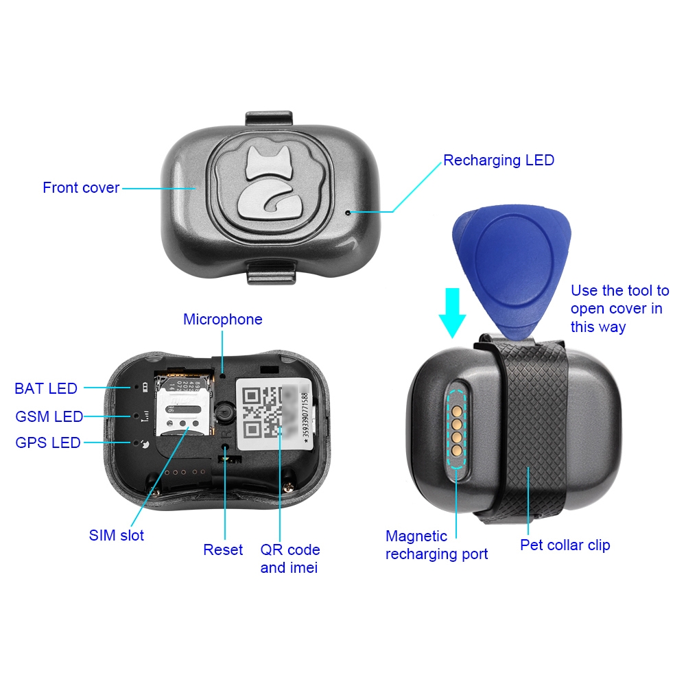G16 מעקב GPS לחיות מחמד חכם עמיד במים IP67 לכלב ולחתול