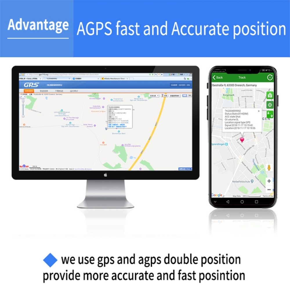 TK203 מעקב GPS / GPRS / GSM עמיד במים עם IP67 למעקב אחר חיות מחמד / תיקים בזמן אמת